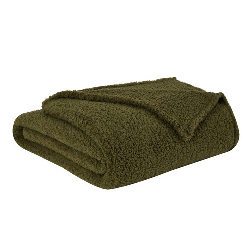 50 X60 Marshmallow Sherpa Throw Blanket Olive Green Brooklyn Loom Target