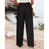 Womens Wide Leg Long Pants Casual Button Up High Elastic Waisted Business Offices Trousers Straight Pants with Pocket - 3 of 4