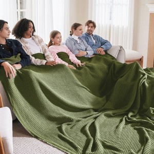 Bedsure-Waffle Weave 100% Cotton Solid Blanket For All Season, Breathable and Soft, Waffle Weave Blanket for Best Gift - 1 of 4