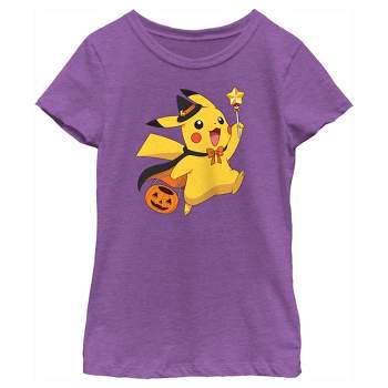 Girl's Pokemon Halloween Pikachu Wizard Costume T-Shirt