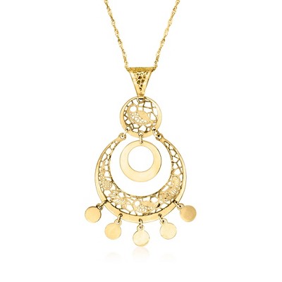 Ross-Simons Italian 14kt Yellow Gold Filigree Pendant Necklace Size