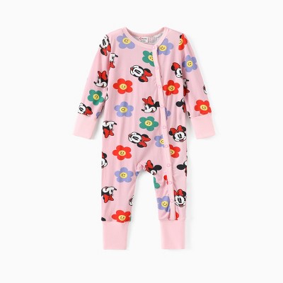 Disney Mickey and Friends Bamboo Baby Girl Minnie Mouse Floral Print Jumpsuit Romper