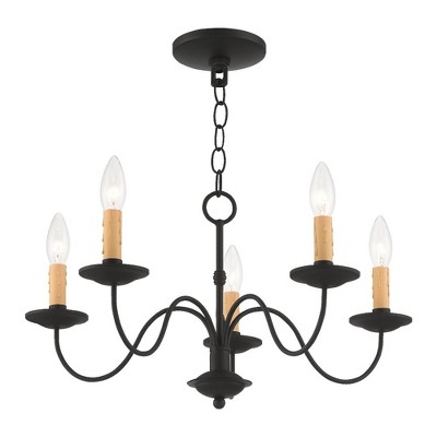 Elegant Black Steel 5-Light Candelabra Chandelier