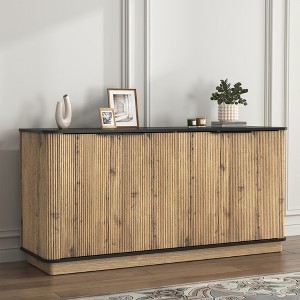 55" MDF Metal-Rounded Multi-Use Sideboard Cabinet with Safety Corners TV Stand and Storage Shelves for Modern Living Spaces - 1 of 4