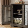 58" Modern TV Stand with 2-Door Storage, Faux Stone Media Console Cabinet, Large Entertainment Center - 3 of 4