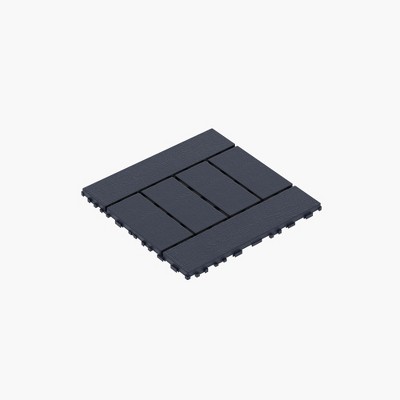 Chic Crate 44 Pack 12'' Interlocking Plastic Deck Tiles – Dark Gray, Waterproof