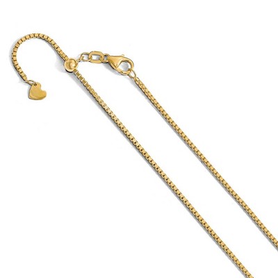 Black Bow Jewelry 1.2mm 14k Yellow Gold Adjustable Box Chain Necklace