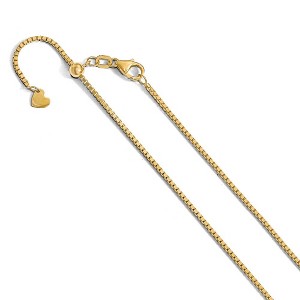 Black Bow Jewelry 1.2mm 14k Yellow Gold Adjustable Box Chain Necklace - 1 of 4