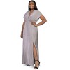 24seven Comfort Apparel Plus Size Flutter Sleeve Metallic Knit Maxi Dress Front Slit Empire Waist - 4 of 4