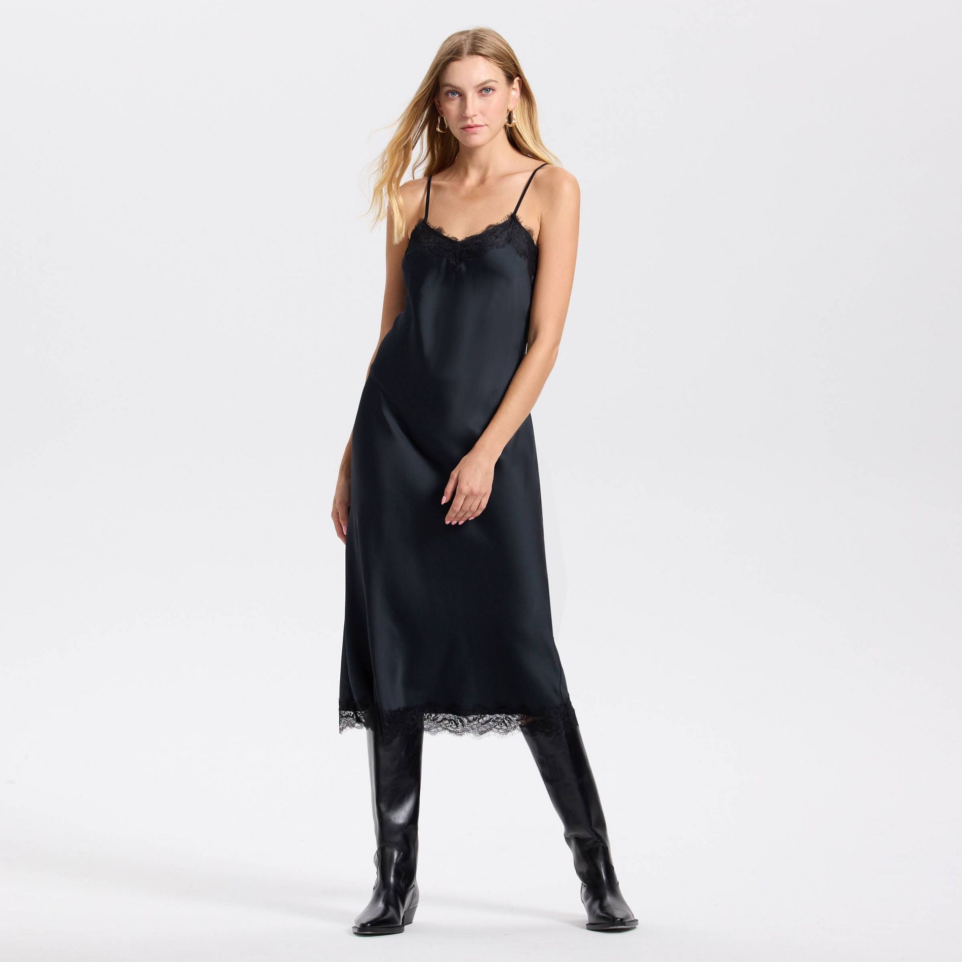 Women's Satin Spray Midi Slip Dress - A New Day™