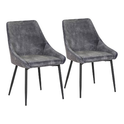 Set of 2 Diana Contemporary Dining Chairs Metal and Velvet - LumiSource
