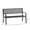 50" Outdoor Garden Bench, Patio Bench with Slatted Seat, Metal Porch Bench for Backyard, Poolside, Lawn - 3 of 4