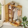 Costway Bamboo Clothing Rack with Cabinet Hanging Rod Storage Shelf & Drawers for Foyer - 4 of 4