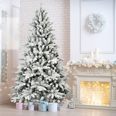 PE&PVC Flocked Christmas Tree, White Christmas Tree, Indoor Outdoor Decoration