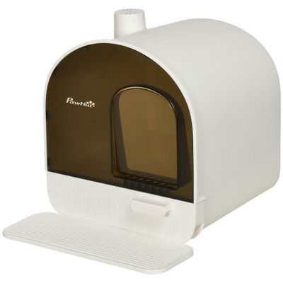 Akoasm Cat Litter Box With Scoop, Lid, Filter & Tray-White