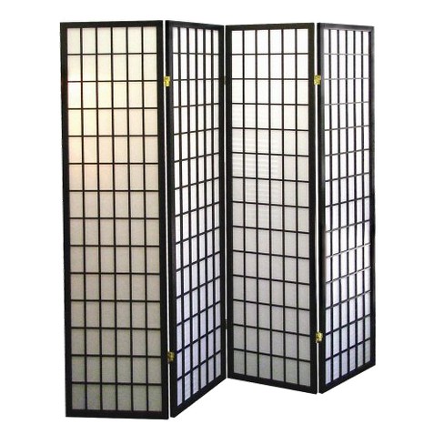 4 Panel Room Divider Black Ore International