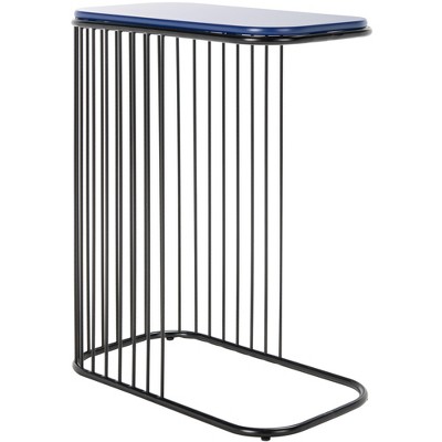 Astonishing Asymmetry Blue and Black Metal Wood Side Table