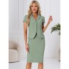 INSPIRE CHIC Women's Short Sleeve Blazer Jacket Pencil Skirt Business Suit Set 2 Pcs - 2 of 4