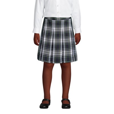 Lands' End School Uniform Kids Plaid Box Pleat Skirt Top of the Knee