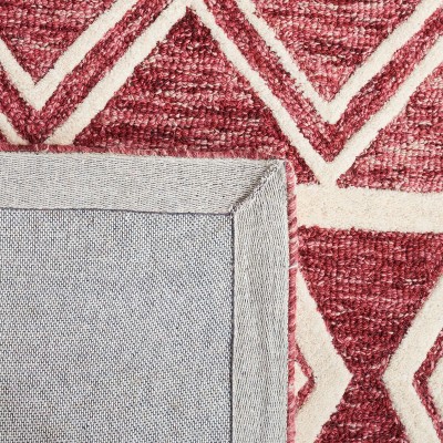 Hand-Tufted Red and Ivory Wool Abstract 8' x 10' Area Rug