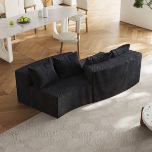 KWPZQEB Curved Sectional Sofa, Symmetrical Modular Semi Circular Sofa with Pillows, Corduroy Corner Sofa for Living Room, No Assembly Needed - 1 of 4