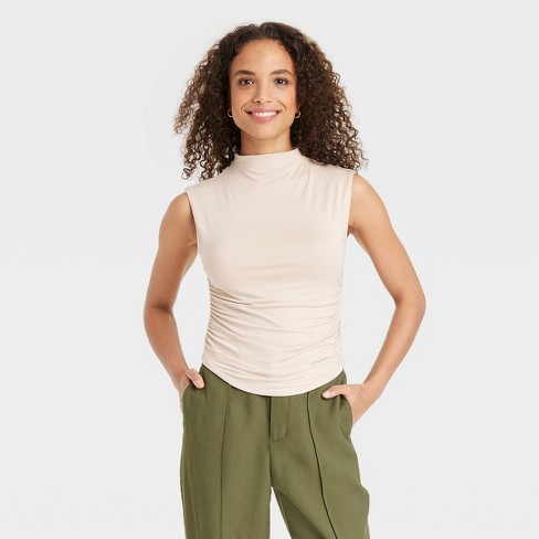 Women's Scoop Neck Sweater Tank Top - A New Day™ Cream M : Target