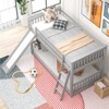 RISOKEYS Modern Twin Over Twin Bunk Bed - Wood Floor Bunk Beds with Slide and Ladder for Kids - Gray - 4 of 4