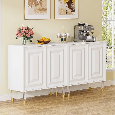 63" White High-Gloss Modern Sideboard Buffet with Acrylic Legs