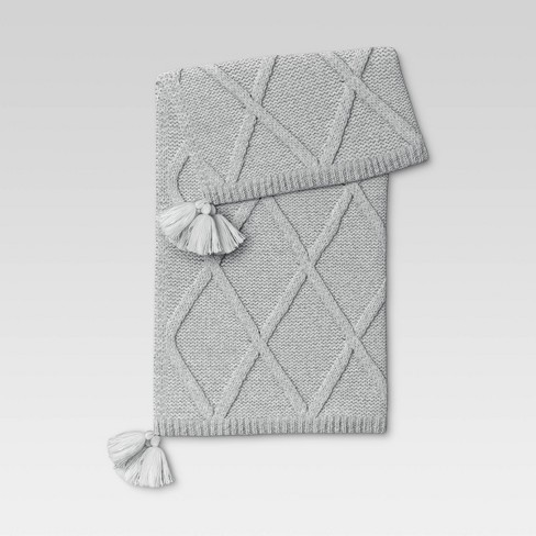 Chunky Diamond Knit Throw Blanket Gray Threshold