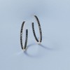 Ross-Simons 1.20 ct. t.w. Black Spinel Inside-Outside Hoop Earrings in Sterling Silver - 3 of 4