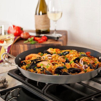 15-Inch Black Aluminized Steel Paella Pan