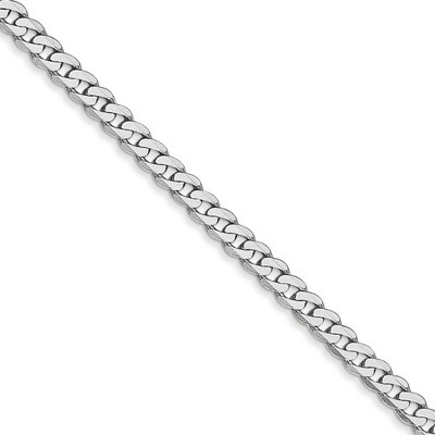 Black Bow Jewelry 2.9mm 14k White Gold Beveled Solid Curb Chain Necklace