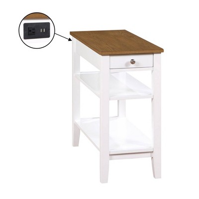 American Heritage 1 Drawer Chairside End Table with Charging Station and Shelves - Breighton Home