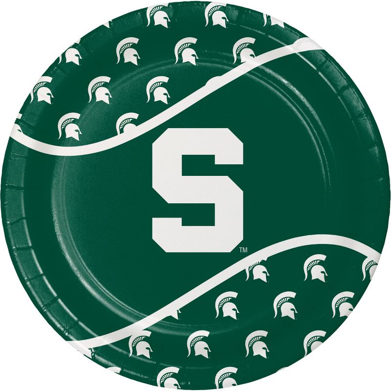 24ct Michigan State Spartans Paper Plates Green - NCAA, 1 of 3