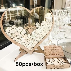Racxily Love Heart Guestbook Box -80pcs Interchangeable Hearts,No-Electricity Romantic Decor, Reusable Box with Interchangeable Hearts - 1 of 4
