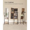 SONGMICS Lockable Mirror Jewelry Cabinet Standing Jewelry Armoire with 4 Wheels Mirror with Jewelry Storage Rustic Brown and Black - 4 of 4