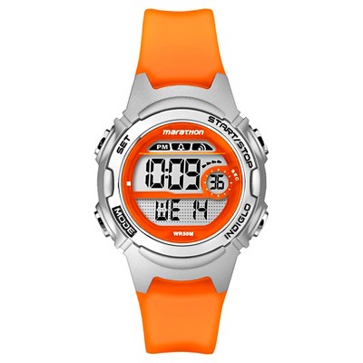 orange digital watch