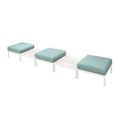 Laurel White Seafoam Outdoor Ottoman with Sunbrella Cushion
