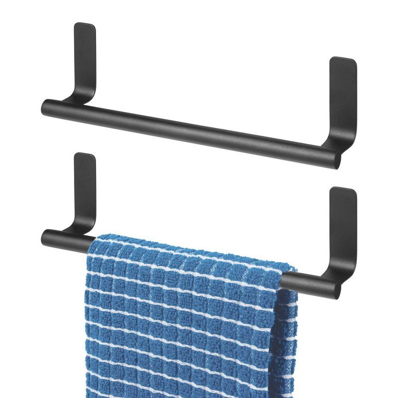 mDesign Steel Wall-Mounted Self-Adhesive Towel Rack Holder - 2 Pack, 1 of 8