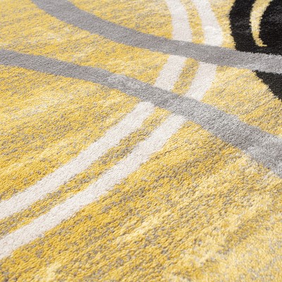 Yellow and Gray Abstract Circles 8' x 10' Synthetic Area Rug