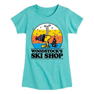 Girls' - Peanuts - Woodstocks Ski Shop Fitted Short Sleeve Graphic T-Shirt - 1 of 4