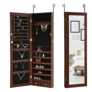 BestMassage Jewelry Cabinet 47.3" Wall/Door-Mounted Lockable Jewelry Armoire with Full-Length Mirror - 1 of 4