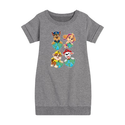 - Paw Patrol - Heart Earth Graphic Short Sleeve Fleece Dress