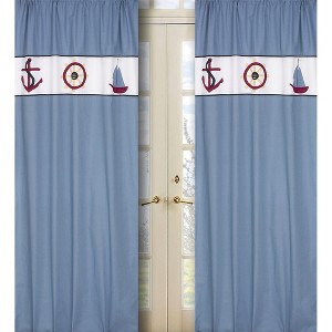 Sweet Jojo Designs Come Sail Away Window Panels, Blue Red White