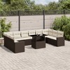 vidaXL 11 Piece Patio Sofa Set with Cushions - Brown and Cream - 2 of 4