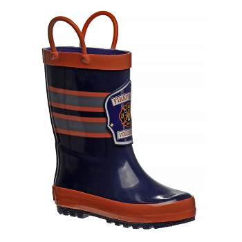 Rugged Bear Boys Firefighter design Rain Boots with Loops