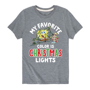 Boys' - SpongeBob SquarePants - My Favorite Color Is Christmas Lights Short Sleeve Graphic T-Shirt - 1 of 4