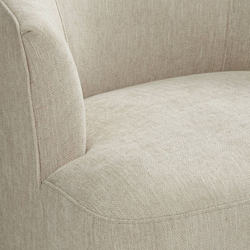 55 Downing Street Herringbone Beige Fabric Modern Accent Chair, 3 of 10