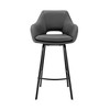 30" Aura Swivel Counter Height Barstool with Gray Faux Leather Black Metal - Armen Living - 2 of 4