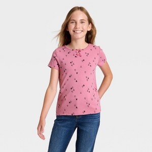 Girls' Short Sleeve Printed Ribbed T-Shirt - Cat & Jack™ - 1 of 3